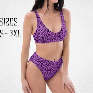 Purple Goth swimsuit | Plus size Goth bikini top | Brazillian bikini bottoms | Retro high waist bikini bottom | High waisted swimwear