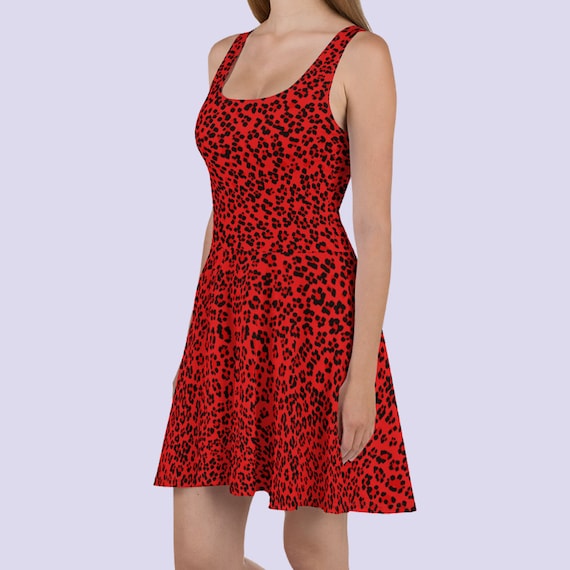 red and leopard print dress