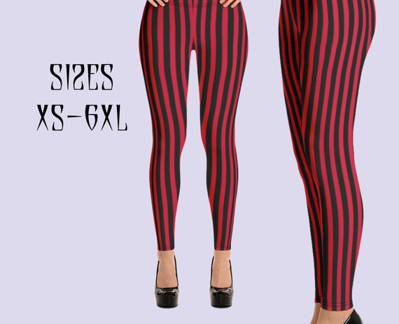 red and black vertical striped pants