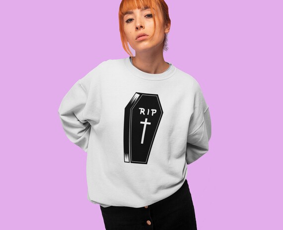 RIP Coffin Nu Goth sweatshirt|Soft Grunge sweater|Emo clothing|Plus Size Goth clothing women|Post punk|Gothic clothes|Pastel Goth sweater