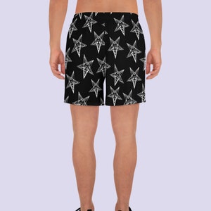 Baphomet Pentagrama invertido pantalones cortos de natación para hombres / Pantalones cortos negros / Ropa gótica para hombres / Thrasher / Hardcore punk / Ropa satánica / Ropa pagana imagen 5