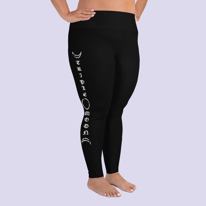 Black TRIPLE MOON GODDESS Gothic leggings|Plus Size Goth|Gothic pants|Witchcraft clothing|Pagan clothing|Wiccan clothing|Witch leggings