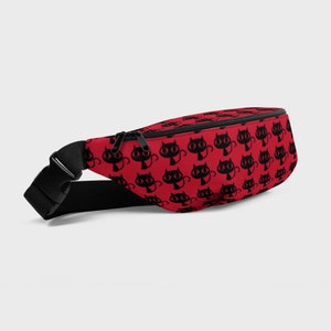 Cats Red Fanny Pack | Pockets Fanny Pack Festival Fanny Packs for women| Gothic Bag | Cat lover gift| Cat mom| Waist Bag Women | Sling Bag