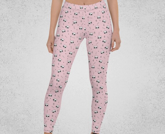 Satanic Cat Pastel Goth Leggings| Harajuku Fashion| Gothic Leggings| Pink Creepy Cute Plus Size Kawaii Leggings| Plus Size Goth Gym Workout