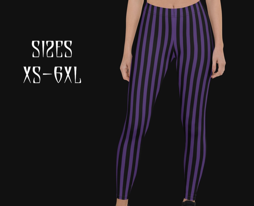 Purple/black Vertical Stripes Striped Leggingsgothic Leggingsplus