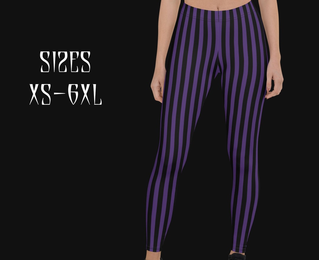 Purple/black Vertical Stripes Striped Leggingsgothic Leggingsplus