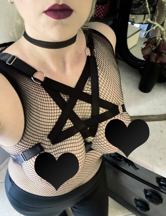Women's Body Harness Bra Punk Gothic Lingerie cage Pentagram Chest