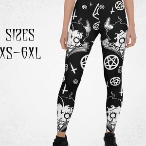 Betty Baphomet Pentagram leggings | Plus size Goth leggings | Satanic clothing | Creepy cute spooky Gothic leggings | Gothic wardrobe 666