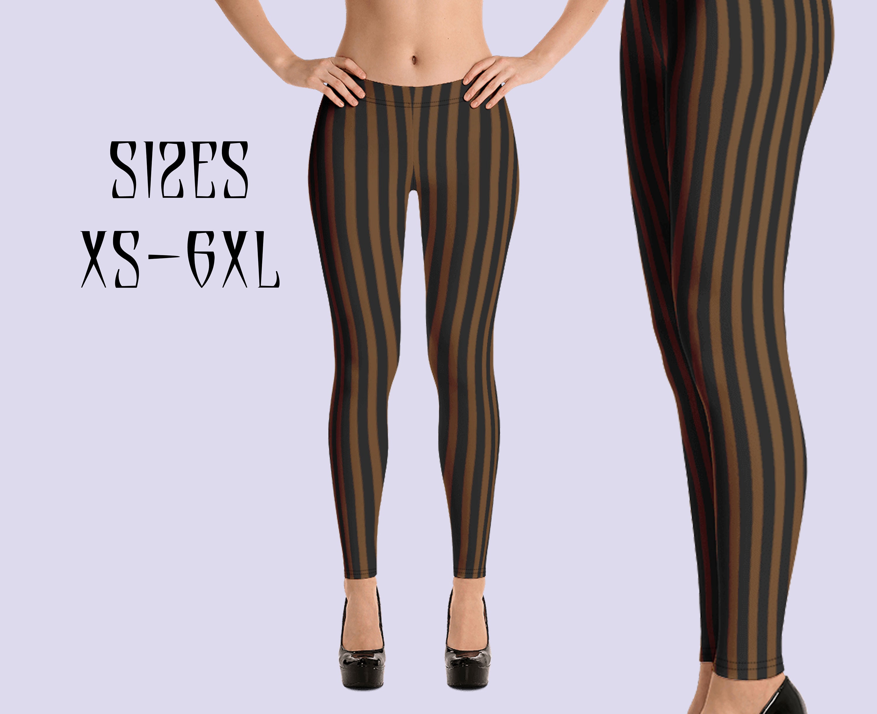 Brown striped leggings deals