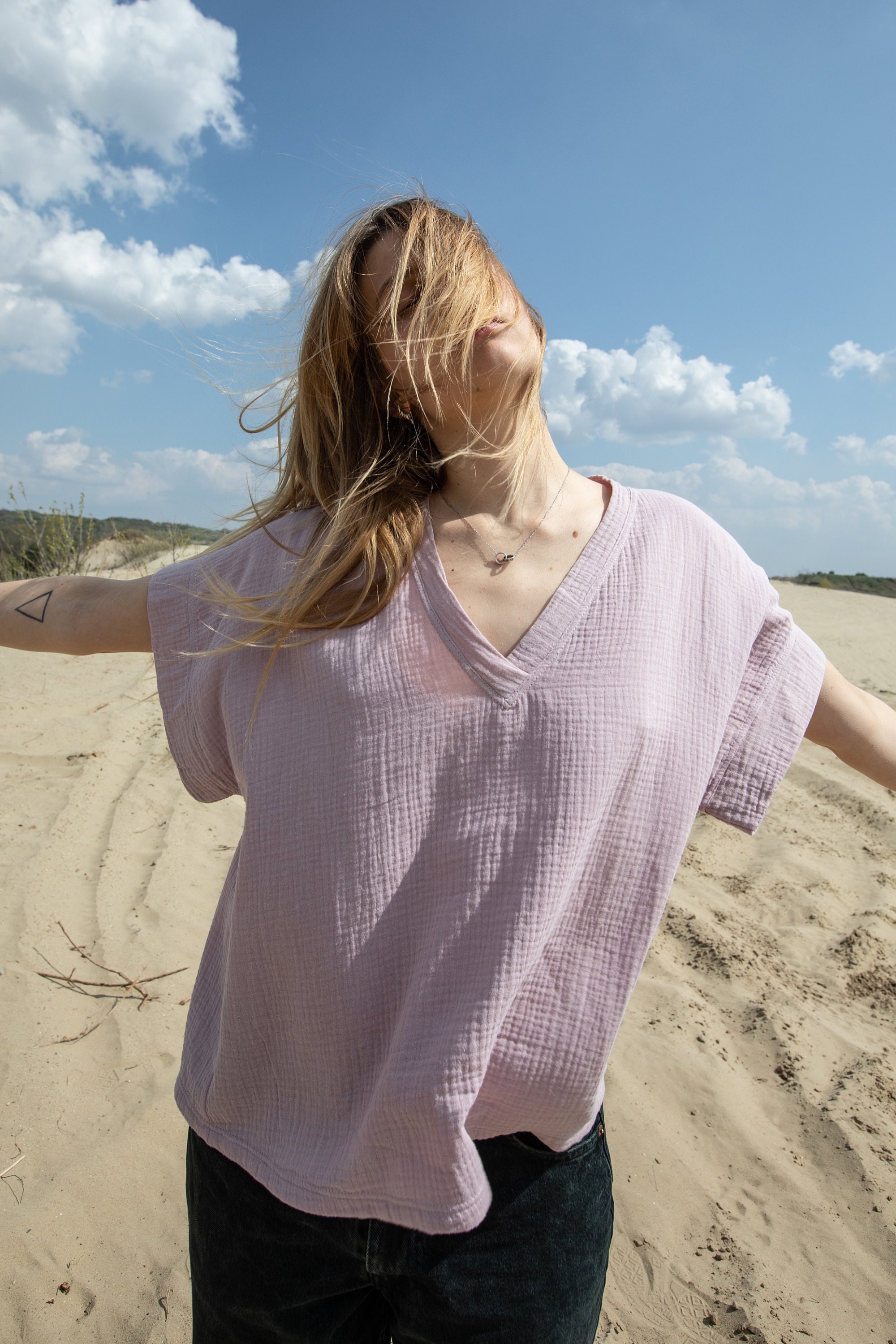 Women's double gauze tshirt double gauze top Etsy