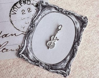 Tiny Sterling Silver Violin Charm: 925 Music Pendant