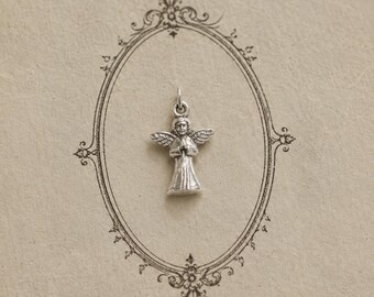 Sterling Silver Angel Charm: 925 Solid Silver, Petite Size