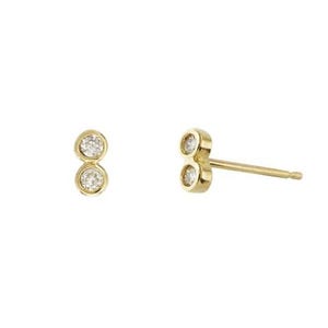 Genuine Diamond and Solid 14k Gold Stud Earrings, Minimalist Earrings