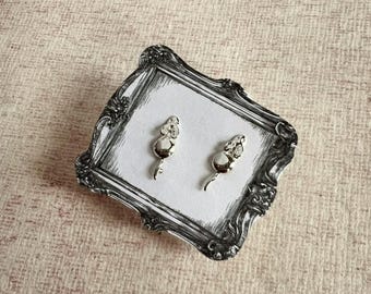 Tiny Mouse Stud Earrings • Sterling Silver Animal Earrings • Delicate Whimsical Everyday Jewelry