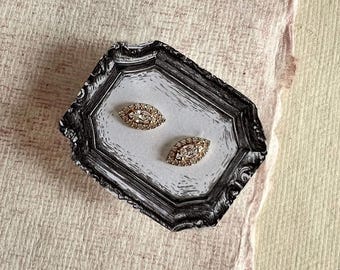 14k Yellow Gold Marquise CZ Stud Earrings • Sparkling Eye-Shaped Studs • Dainty Minimalist Gold Jewelry