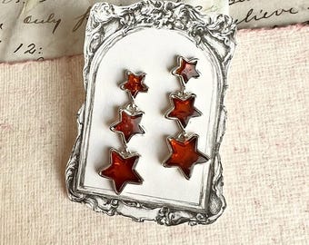 Star Baltic Amber Earrings, Sterling Silver Dangle Earring