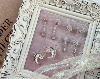 Orecchini in argento sterling 925 con stella/luna vintage in oro