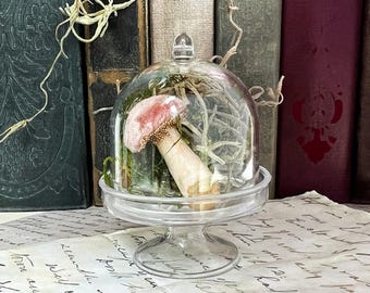 Tiny Silk Velvet Mushroom in a Clear Dome • Complete DIY Kit •  Materials + Step-by-Step Printed Instructions + Video Tutorial