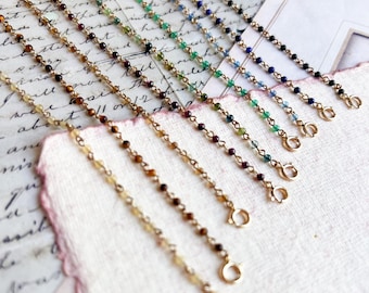 Gold Filled Gemstone Chain Bracelet • Dainty Beaded Bracelet  • Minimalist Everyday Jewelry