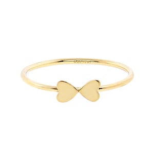 Gold-Filled Double Heart Ring, Tiny Heart Jewelry, Dainty Stacking Ring, Minimalist Gift for Her, Size 5