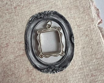 Sterling Silver Photo Frame Charm | Vintage Style Memory Jewelry | Custom Image Insert Charm