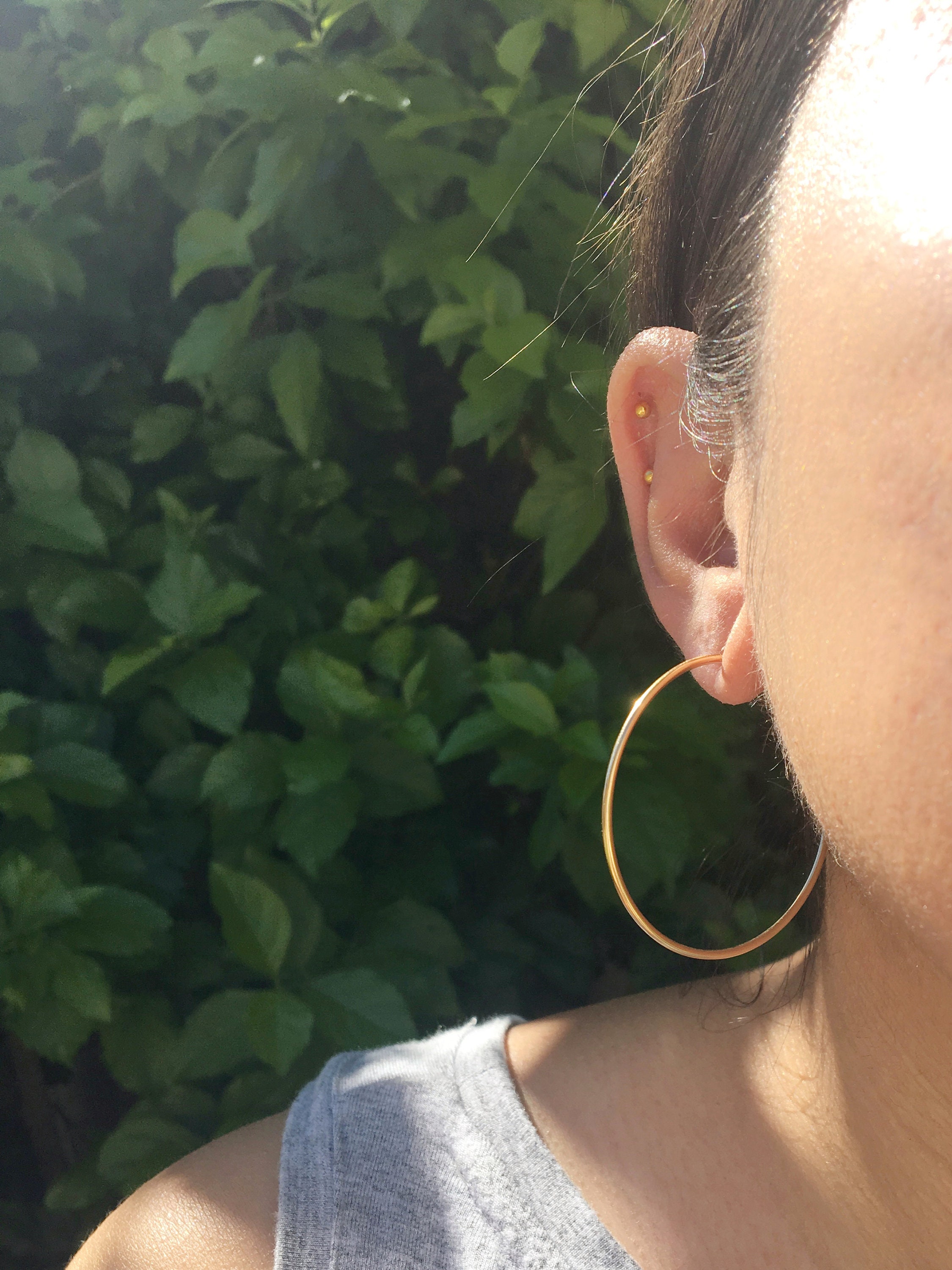 Vorgeliebte 9ct große dünne Gold Creolen | Etsy