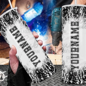 20oz Skinny Tumbler, Mechanic Tool PNG, Prezent na Dzień Ojca dla Taty, Najlepszy Prezent dla Mężczyzn, Mechanic Tool Box Png Sublimacja, Puste na Twoje Imię