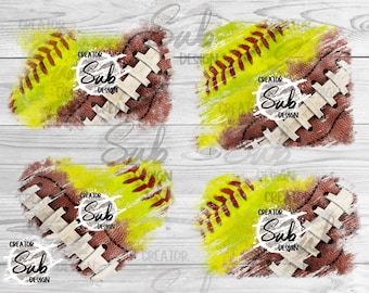 Softball and Football Png, Background PNG For Shirt, Distressed Baseball Png Sublimation, Sport Png Shirt Print, Football Shirt