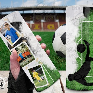 Soccer Boy Player Tumbler Wrap, Photo Tumbler Design, Personnalisez le gobelet, ajoutez votre nom, Idée cadeau pour le jour de naissance, Équipement de l'équipe de football