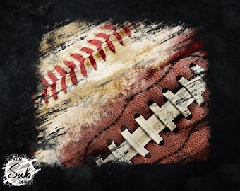 Baseball and Football Png Background, Distressed PNG Shirt Print, Distressed Baseball Png Sublimation, Sport Png Shirt Print, Football Shirt