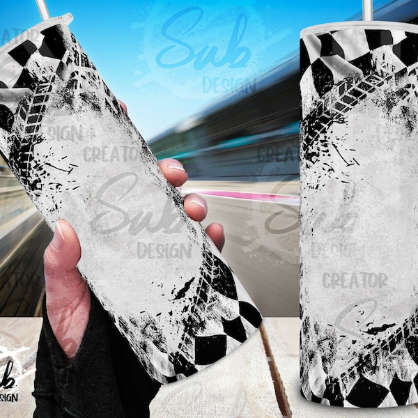Checkered Flag Png Wrap, Racing Flag Tumbler Print, Racing Tumbler Print, Sport Racing Gift Idea for Boy, Distressed Tire Track Texture Png