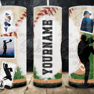 Copo PNG para amante de beisebol, envoltório PNG para jogador de arremesso, design de copo com moldura para foto, presente para treinador e homens, design de presente personalizado para copo