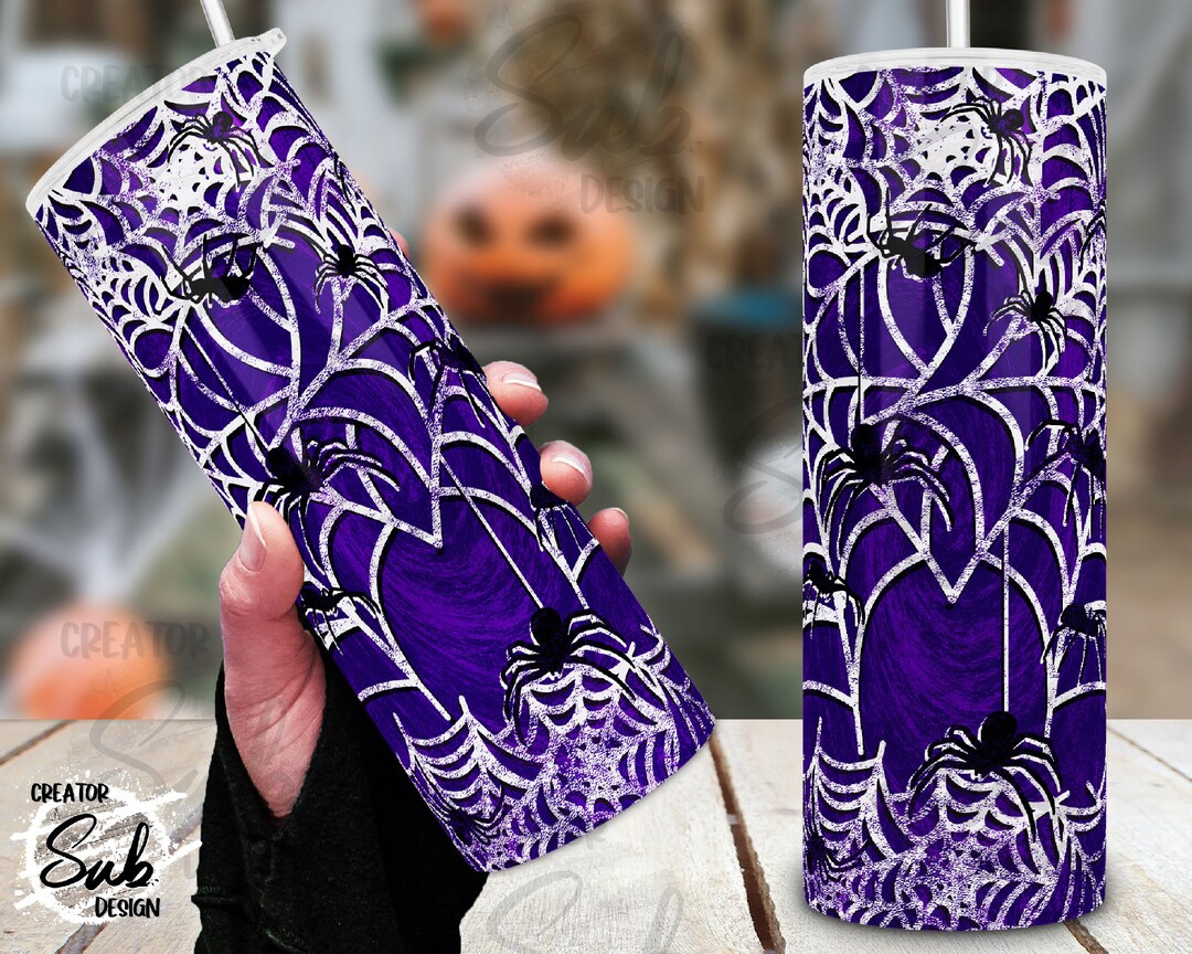 Purple Png Wrap, Spider Web Png Tumbler Wrap, Halloween Skinny Tumbler ...