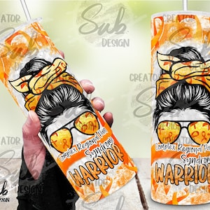 CRPS Awearness Tumbler Wrap, Complex Regional Pain Syndrome Png Design, Orange Ribbon Design, Bandana PNG Tumbler Wrap,