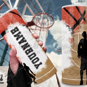 Joueur de basket-ball gobelet PNG, fond blanc pour texte Png gobelet, idée cadeau équipe de basket-ball pour entraîneur et garçon, Sport Design Png