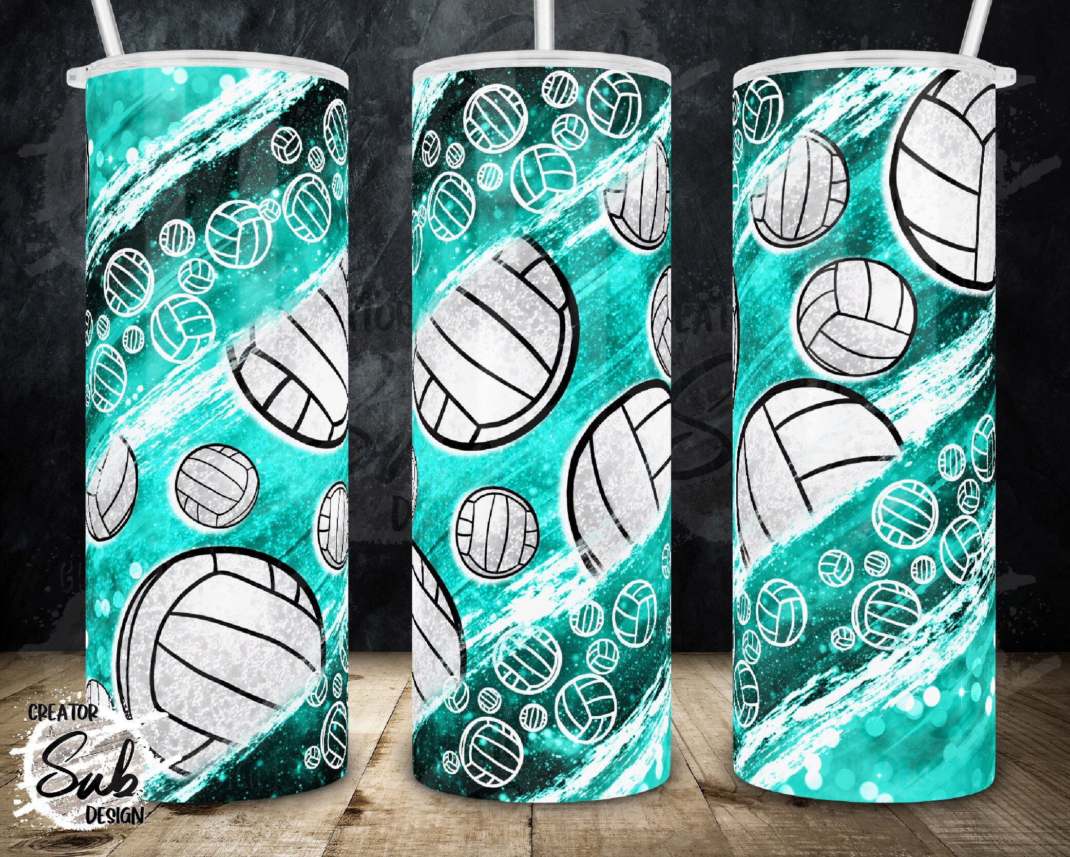 Volleyball Tumbler Png Teal Glitter Print Wrap Turquoise Etsy