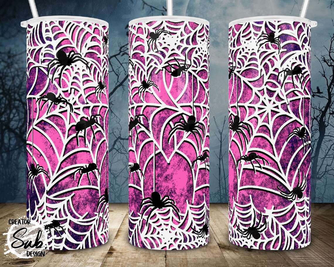 Spider Web Png Tumbler Wrap Halloween Skinny Tumbler | Etsy