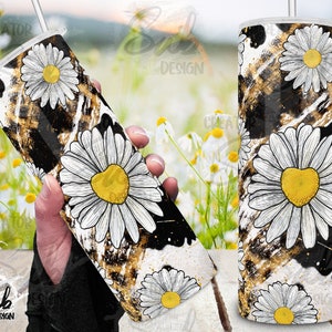 Daisy Leopard Cow Skin PNG, 20oz Tumbler Wrap, Mother&#39;s Day Gift for Mama, Gardener, Farmer Png Sublimation Design Download