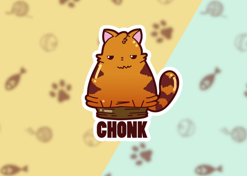 Fat Kawaii Cat Chonk In A Box Vinyl Sticker Decal Matte Etsy