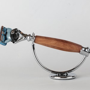 Pear wood Handmade hexagonal Razor, Gillette Fusion 5, Gillette Mach3, model 6T Ellipse, Unique razor handle