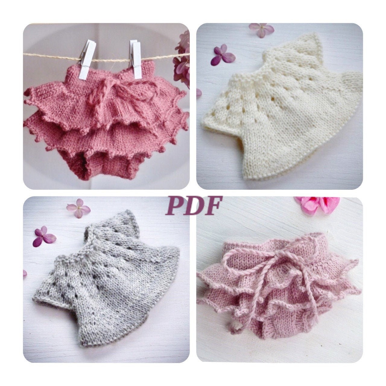 Doll clothes set pattern . Knitting pattern of knit toys spring outfi…