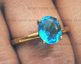 Anello Artigianale In Argento 925 Con Topazio Blu Svizzero – Fatto A Mano, Taglia 10