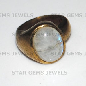 Regenbogen Mondstein Ring, Herrenring, Blue Flash Mondstein Ring, 14k vergoldeter Silberring, Statement Ring, Jubiläumsgeschenk für Männer
