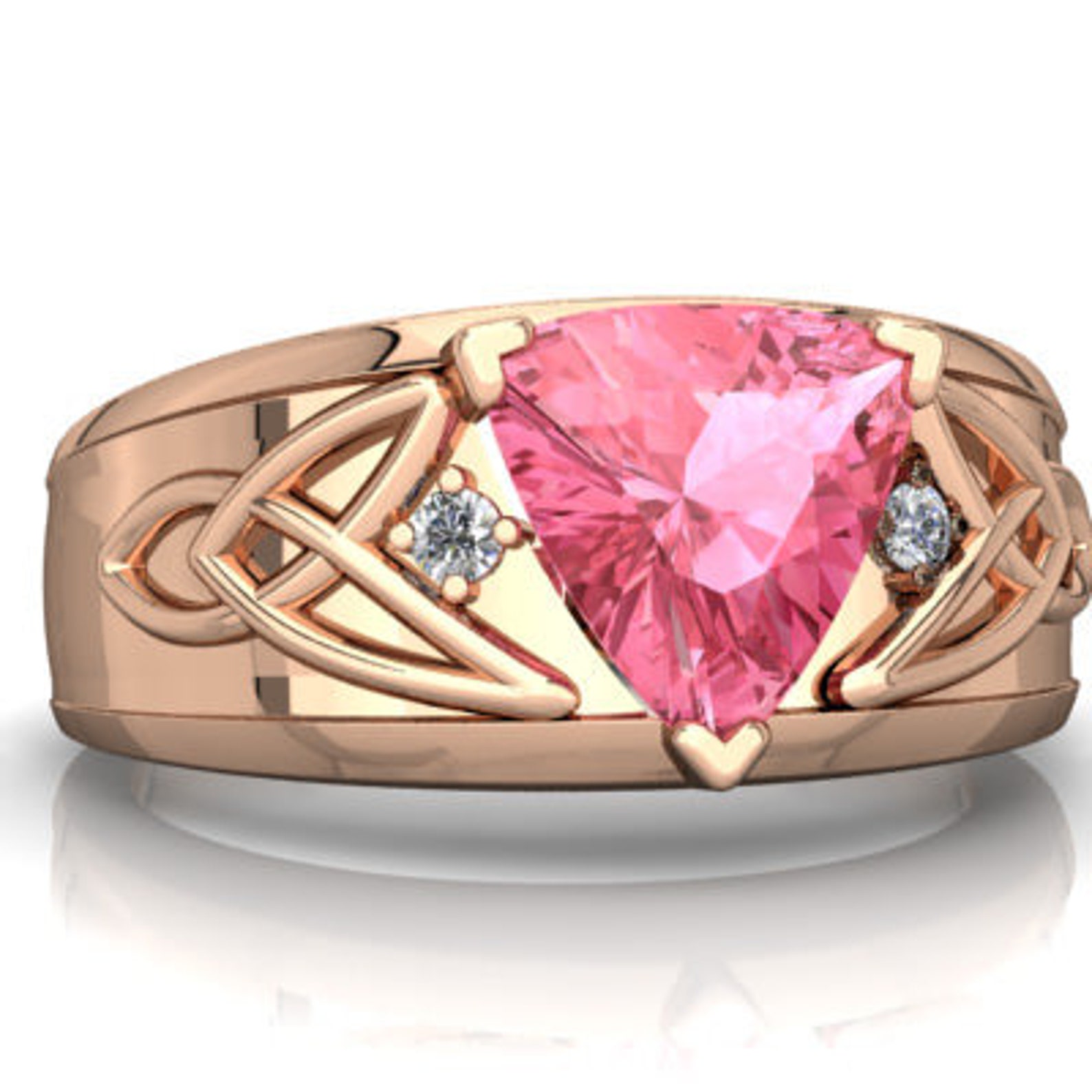 Natural Rose Quartz Men's Ring 925 Sterling Silver Etsy