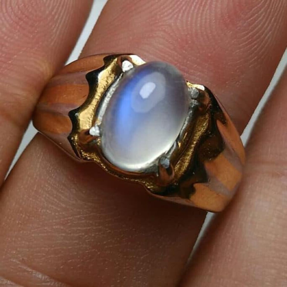 Natural Rainbow Moonstone Ring Men's Engagement Ring 925 Etsy