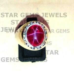 Pierścionek męski Water Million Star Ruby, wykonany z litego srebra próby 925, pierścionek z kamieniem szlachetnym Ruby Star o jakości AAA+, rozmiar kamienia 12 x 10 mm, prezent na rocznicę