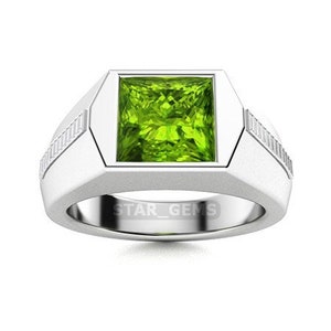 Peridot Men&#39;s Ring, Anniversary Ring, Vintage Ring, Engraved Ring, Handmade Ring, Personalised Christmas Gift, Engraving Ring, Promise Ring