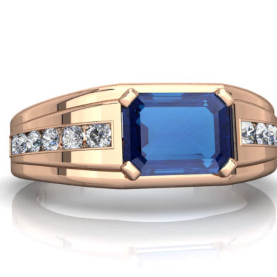 Natural London Blue Topaz Ring for Men in 925 Sterling Silver Etsy