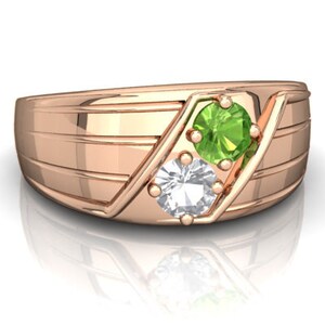 Green Peridot Men&#39;s Ring, 14k Gold Plated Silver Ring, AAA Quality Peridot Ring, Handmade Jewelry, Anniversary Personalized Gift for Men