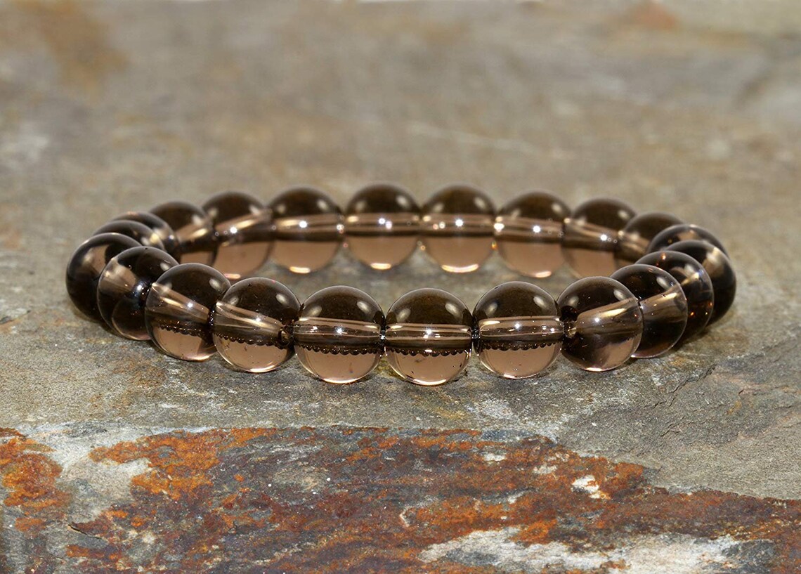 Smoky Quartz Gemstone Bracelet for Men's & Women Stretch Etsy